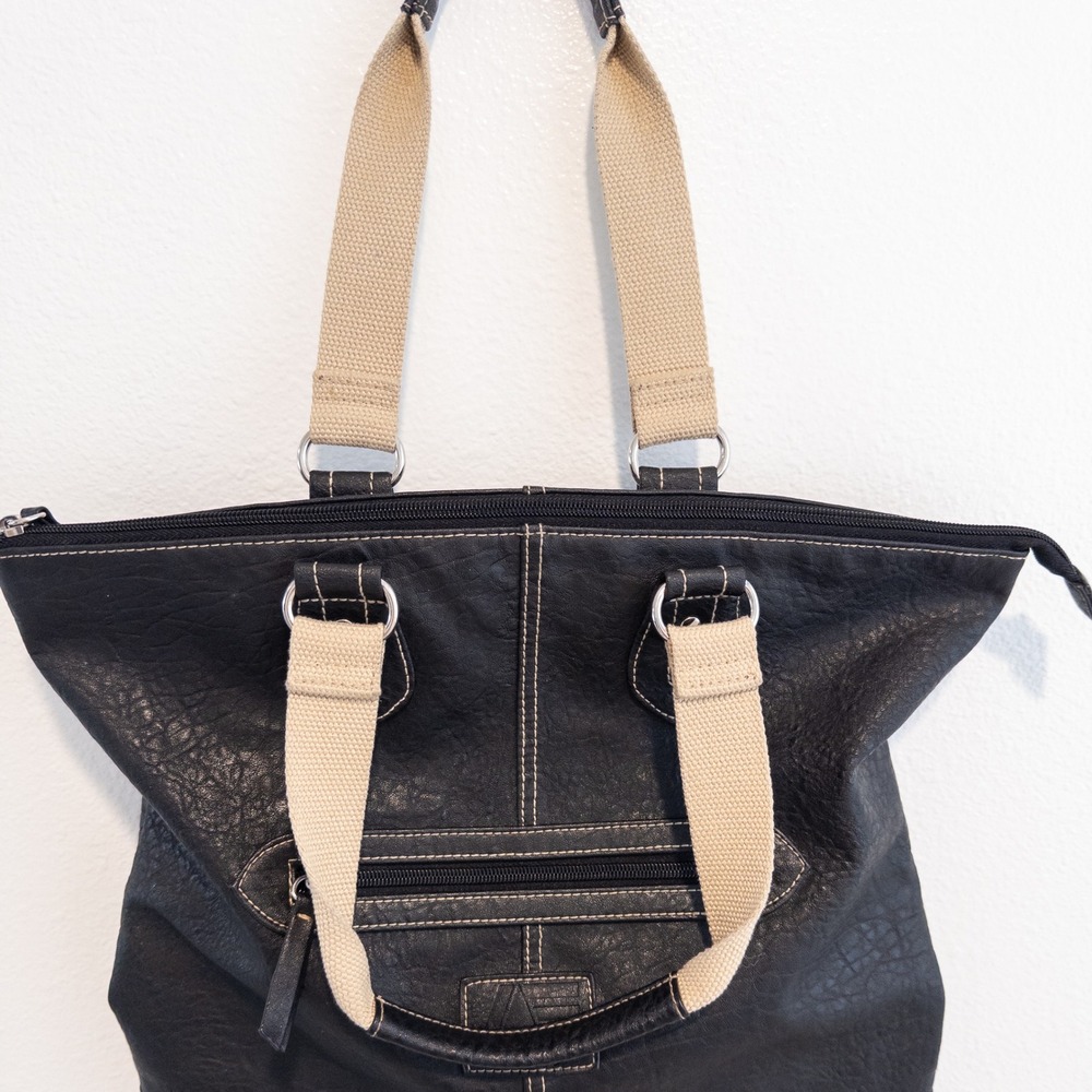 American Eagle Tote Bag Womens OS Black Faux Leather Slouchy Hobo Shoulder Bag - Picture 12 of 13
